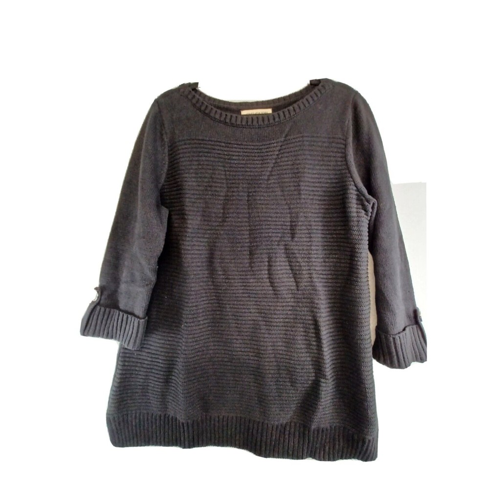 Jones New York Sweater Women's X-Large Black Long Sleeve Round Neck Cotton Blend